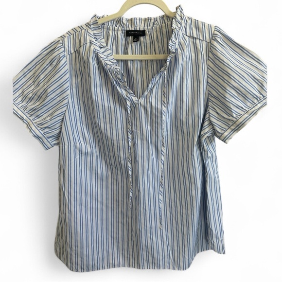 ❤️ Tamara H Striped Short Sleeve Blouse 2X NWOT - Picture 1 of 6